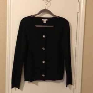 Harold’s black front button sweater
